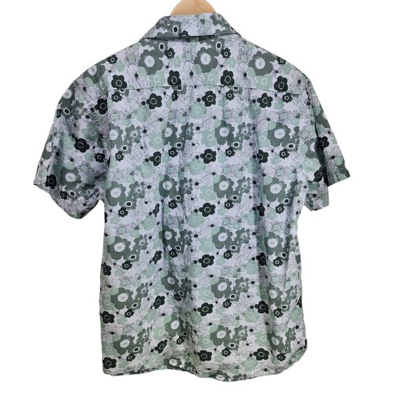 Tallia Short Sleeve Button‎ Front Shirt Floral Pattern Men's Size XL 17.5 Green - Picture 2 of 6